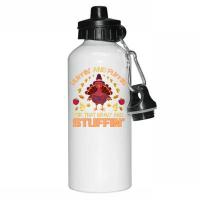 Huffin And Puffin For Stuffin Turkey Trot Squad Thanksgiving Gift Aluminum Water Bottle 