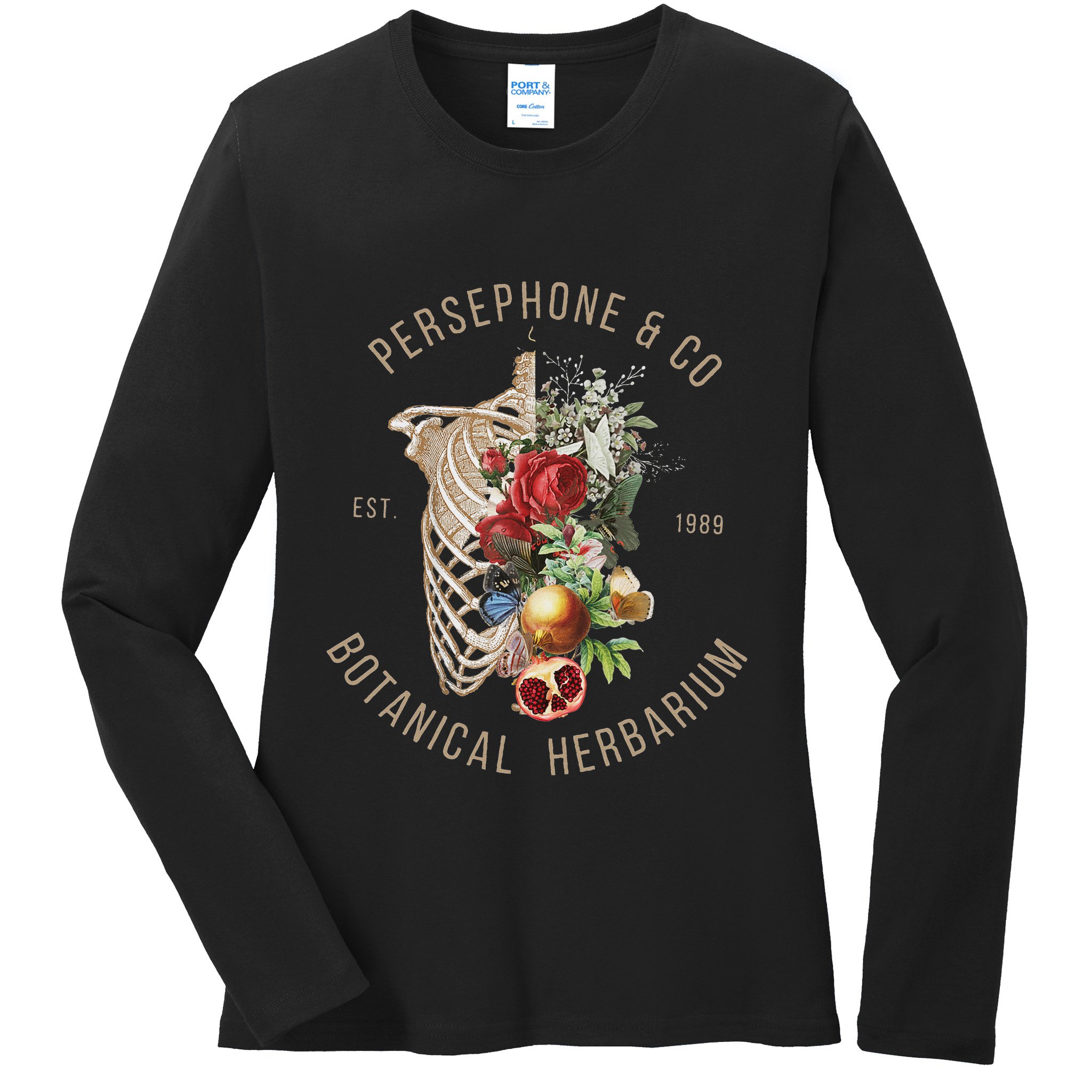 Hades And Persephone Persephone Botanical Herbarium Ladies Long Sleeve Shirt