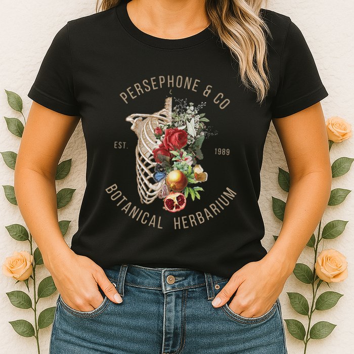 Hades And Persephone Persephone Botanical Herbarium Womens T-Shirt