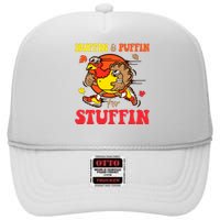 Huffin And Puffin Stuffin Thanksgiving Cute Turkey Run Trot High Crown Mesh Back Trucker Hat