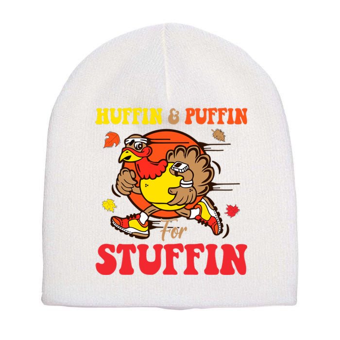 Huffin And Puffin Stuffin Thanksgiving Cute Turkey Run Trot Short Acrylic Beanie