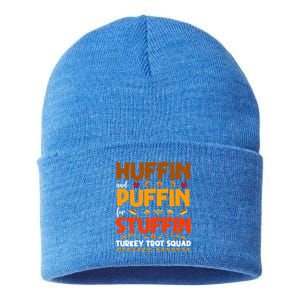 Huffin And Puffin For Stuffin Turkey Trot Squad Cool Gift Sustainable Knit Beanie