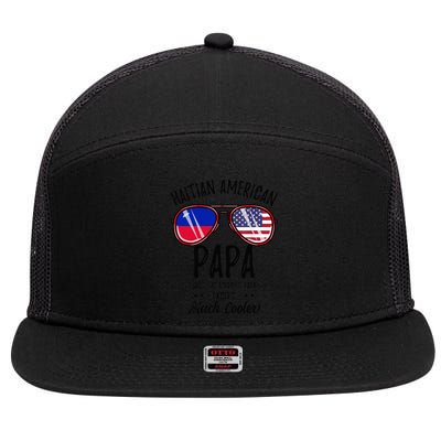 Haitian American Papa Haitian Fathers Day 7 Panel Mesh Trucker Snapback Hat