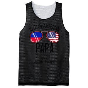 Haitian American Papa Haitian Fathers Day Mesh Reversible Basketball Jersey Tank