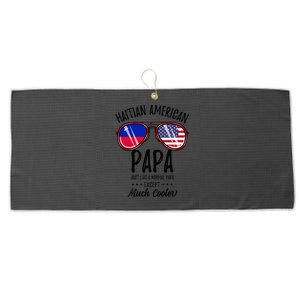 Haitian American Papa Haitian Fathers Day Large Microfiber Waffle Golf Towel