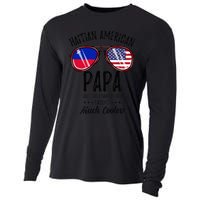 Haitian American Papa Haitian Fathers Day Cooling Performance Long Sleeve Crew