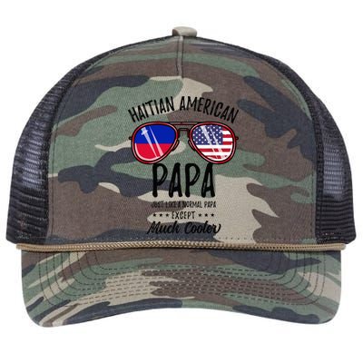 Haitian American Papa Haitian Fathers Day Retro Rope Trucker Hat Cap