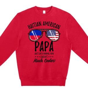 Haitian American Papa Haitian Fathers Day Premium Crewneck Sweatshirt