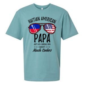 Haitian American Papa Haitian Fathers Day Sueded Cloud Jersey T-Shirt