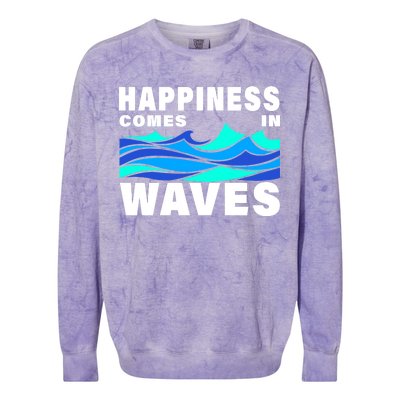 Happiness Comes In Waves Colorblast Crewneck Sweatshirt