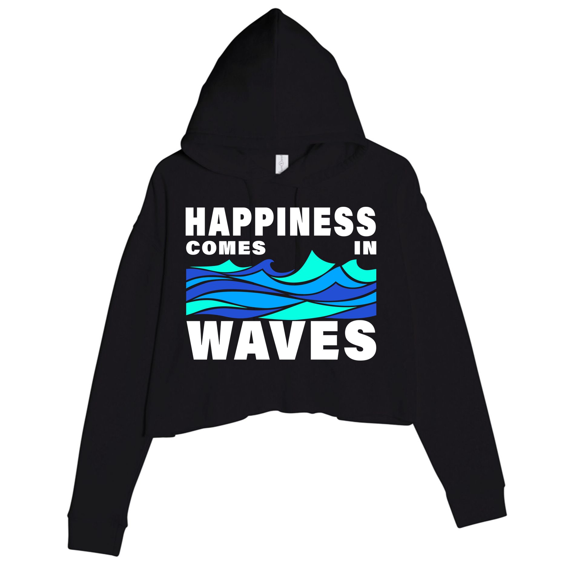 Happiness Comes In Waves Crop Fleece Hoodie