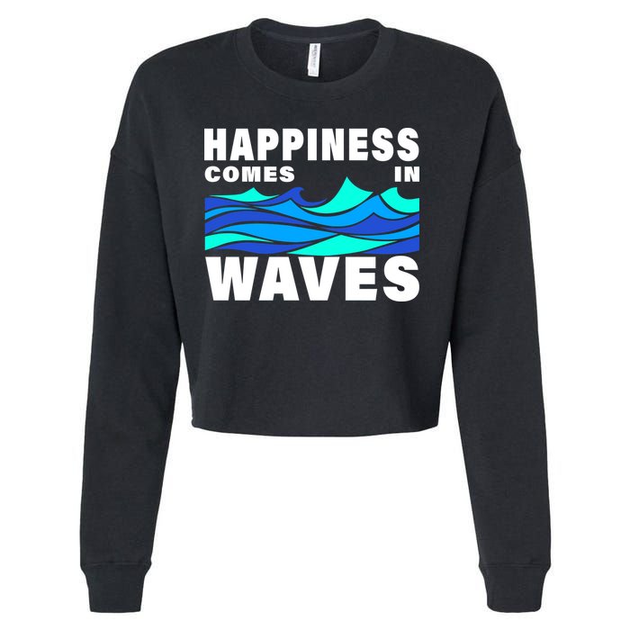 Happiness Comes In Waves Cropped Pullover Crew