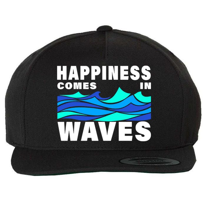 Happiness Comes In Waves Wool Snapback Cap