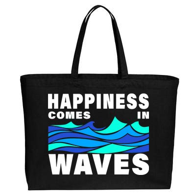 Happiness Comes In Waves Cotton Canvas Jumbo Tote