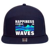 Happiness Comes In Waves 7 Panel Mesh Trucker Snapback Hat