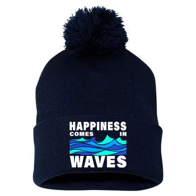 Happiness Comes In Waves Pom Pom 12in Knit Beanie