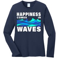 Happiness Comes In Waves Ladies Long Sleeve Shirt