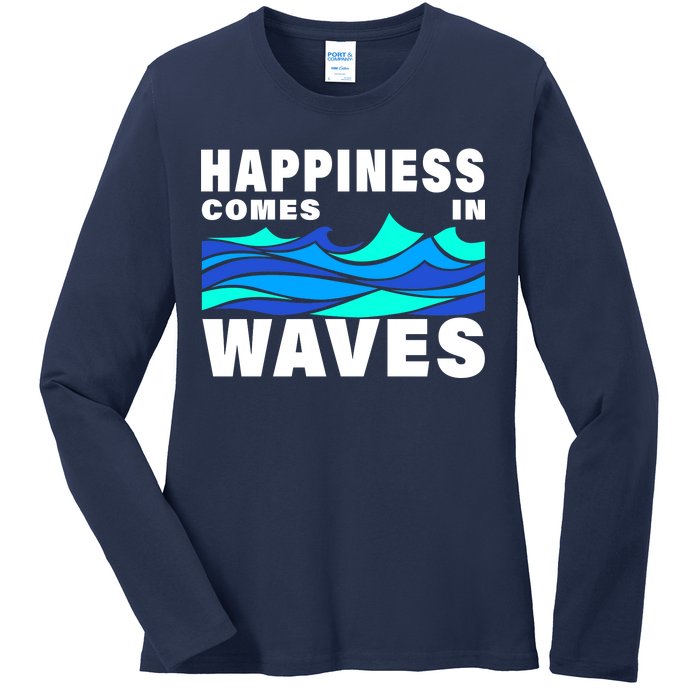 Happiness Comes In Waves Ladies Long Sleeve Shirt