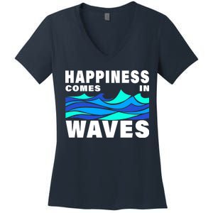 Happiness Comes In Waves Women's V-Neck T-Shirt