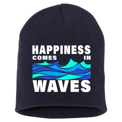 Happiness Comes In Waves Short Acrylic Beanie