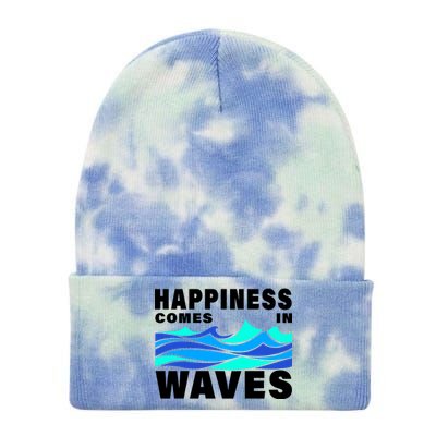 Happiness Comes In Waves Tie Dye 12in Knit Beanie