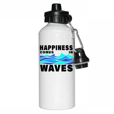 Happiness Comes In Waves Aluminum Water Bottle