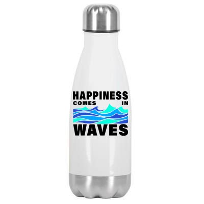 Happiness Comes In Waves Stainless Steel Insulated Water Bottle