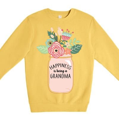 Happiness Is Being A Grandma Flower Premium Crewneck Sweatshirt