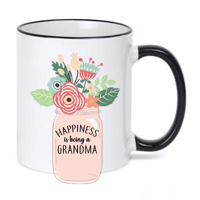 Happiness Is Being A Grandma Flower 11oz Black Color Changing Mug