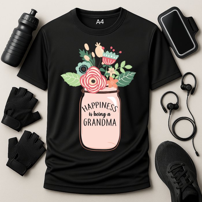 Happiness Is Being A Grandma Flower Cooling Performance Crew T-Shirt