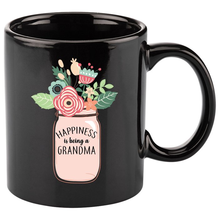Happiness Is Being A Grandma Flower 11oz C Handle Ceramic Mug