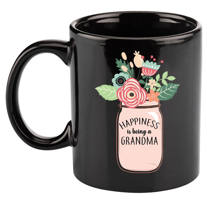 Happiness Is Being A Grandma Flower 11oz C Handle Ceramic Mug