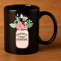 Happiness Is Being A Grandma Flower 11oz C Handle Ceramic Mug