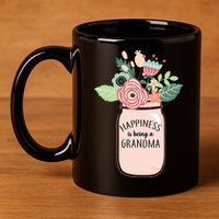Happiness Is Being A Grandma Flower 11oz C Handle Ceramic Mug