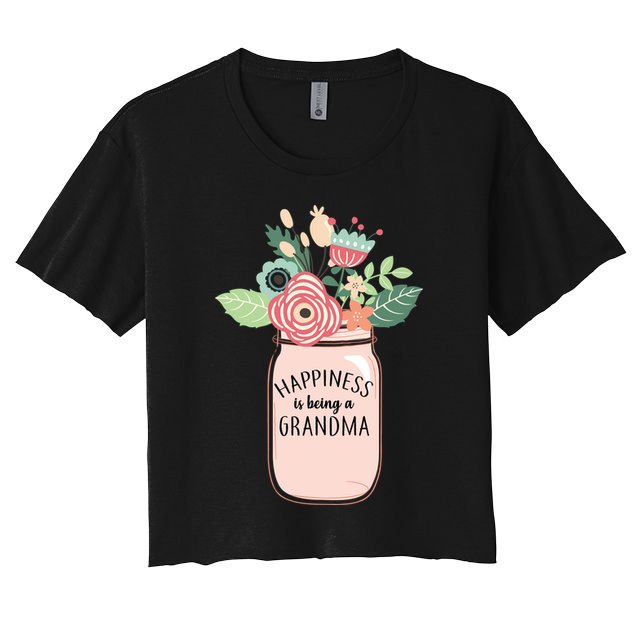 Happiness Is Being A Grandma Flower Crop Top