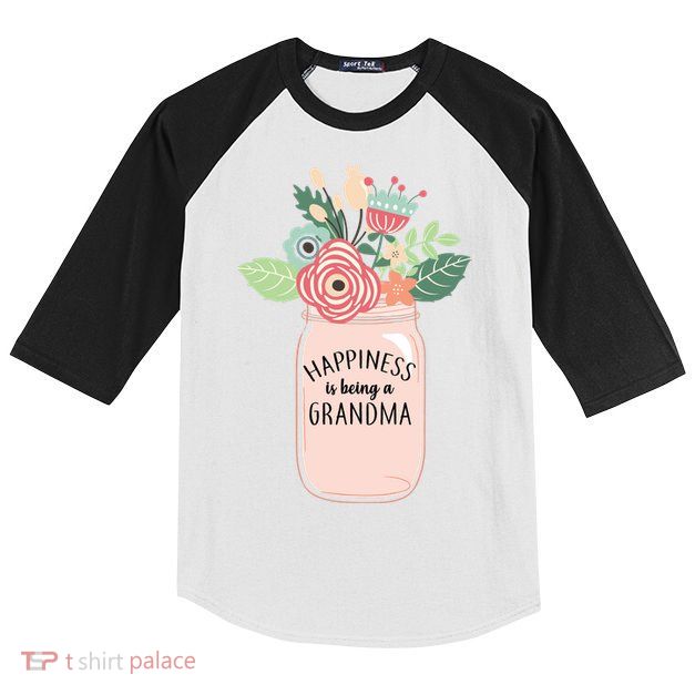 Happiness Is Being A Grandma Flower Kids Colorblock Raglan Jersey
