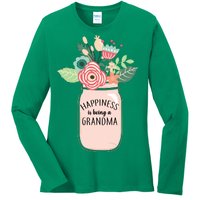 Happiness Is Being A Grandma Flower Ladies Long Sleeve Shirt