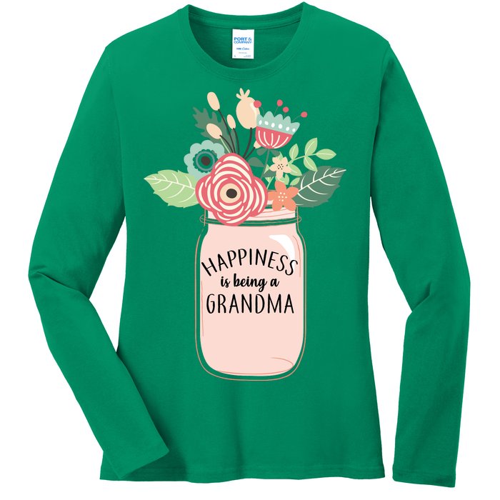 Happiness Is Being A Grandma Flower Ladies Long Sleeve Shirt