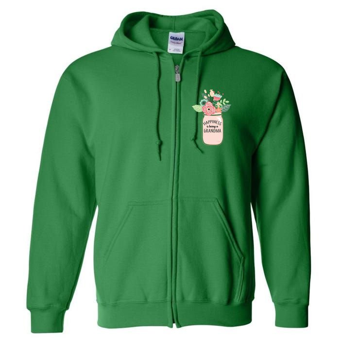 Happiness Is Being A Grandma Flower Full Zip Hoodie