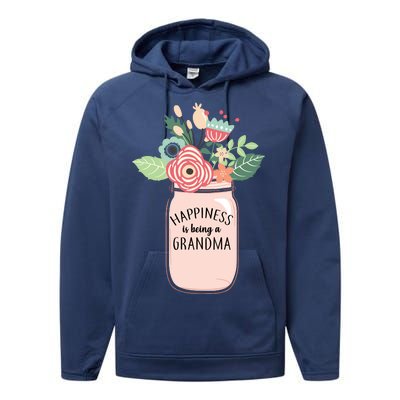 Happiness Is Being A Grandma Flower Performance Fleece Hoodie