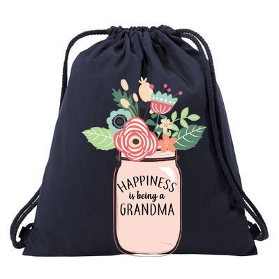 Happiness Is Being A Grandma Flower Drawstring Bag