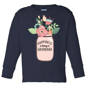 Happiness Is Being A Grandma Flower Toddler Long Sleeve Shirt