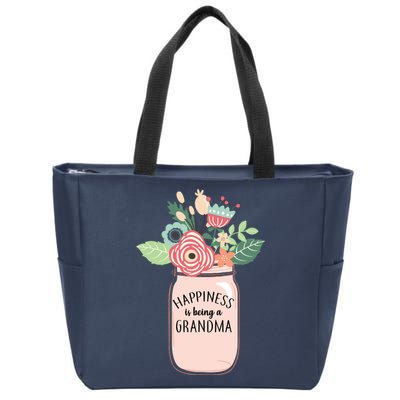 Happiness Is Being A Grandma Flower Zip Tote Bag