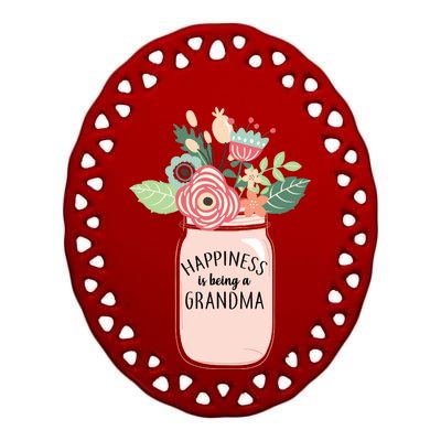 Happiness Is Being A Grandma Flower Ceramic Oval Ornament