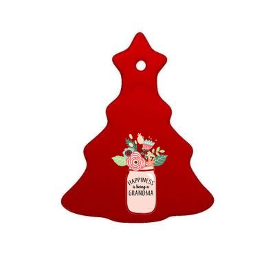 Happiness Is Being A Grandma Flower Ceramic Tree Ornament