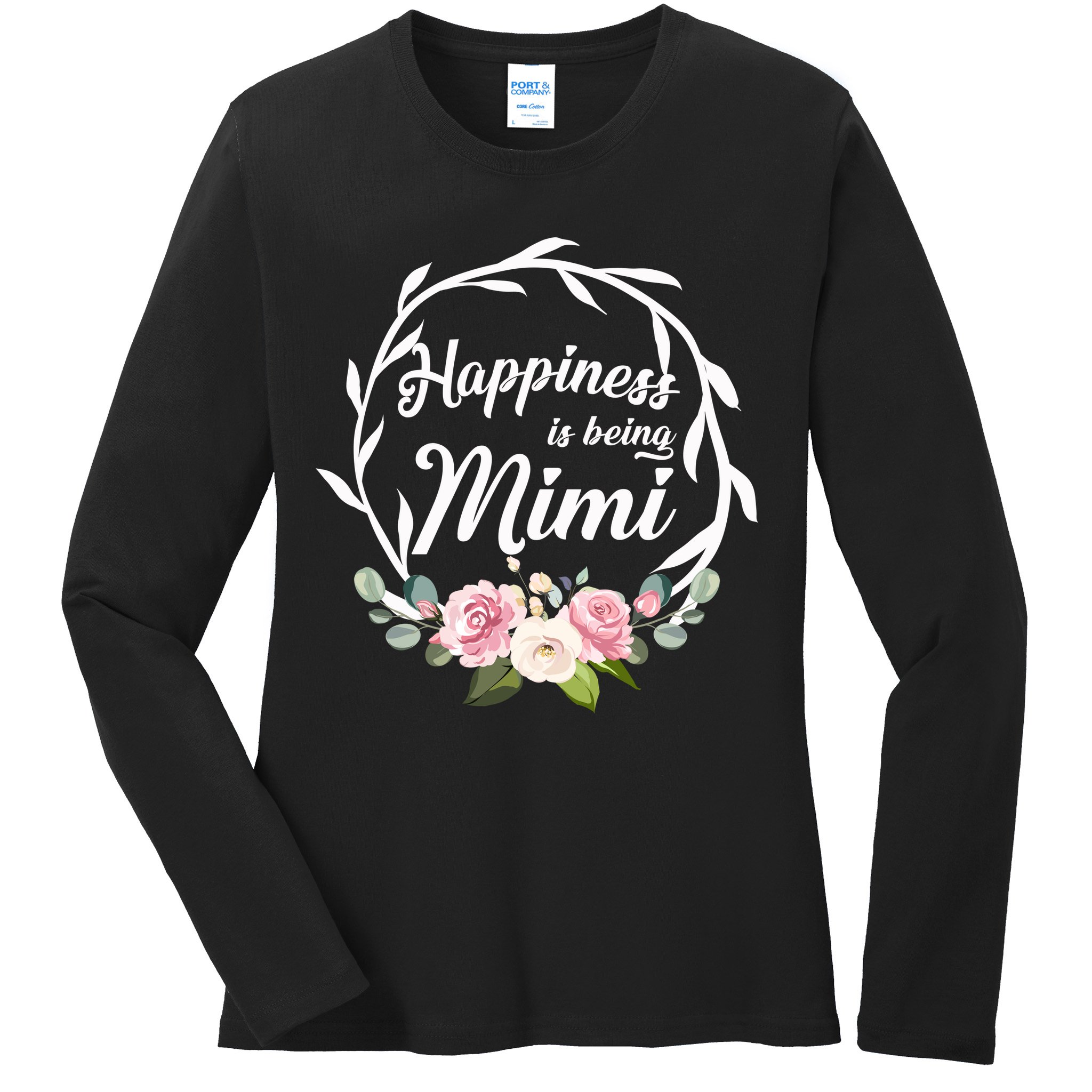 Happiness Is Being A Mimi Ladies Long Sleeve Shirt