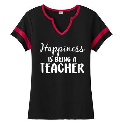 Happiness Is Being A Teacher Ladies Halftime Notch Neck Tee