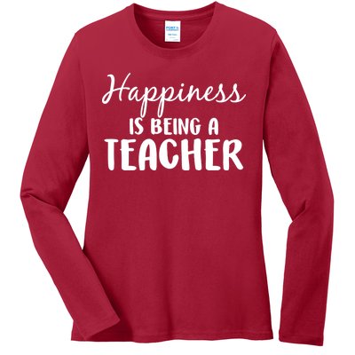 Happiness Is Being A Teacher Ladies Long Sleeve Shirt