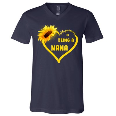 Happiness Is Being Called Nana Sunflower V-Neck T-Shirt