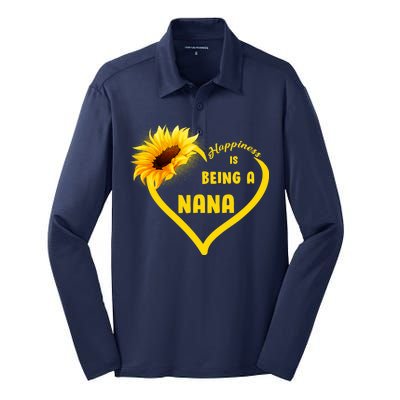 Happiness Is Being Called Nana Sunflower Silk Touch Performance Long Sleeve Polo